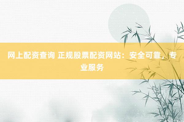 网上配资查询 正规股票配资网站：安全可靠，专业服务
