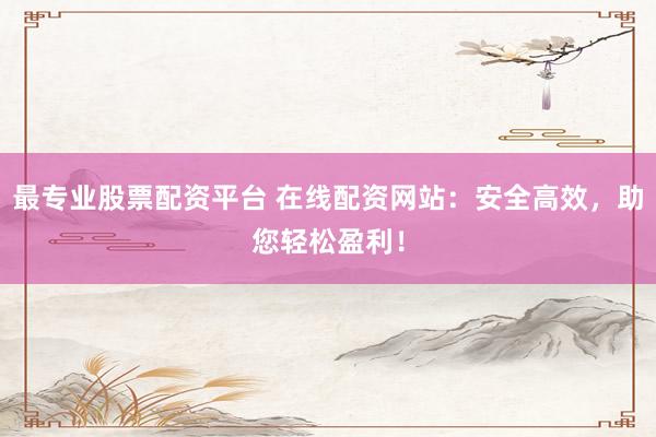 最专业股票配资平台 在线配资网站：安全高效，助您轻松盈利！