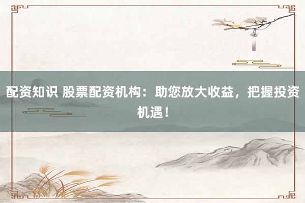 配资知识 股票配资机构：助您放大收益，把握投资机遇！
