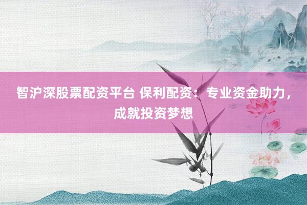 智沪深股票配资平台 保利配资：专业资金助力，成就投资梦想