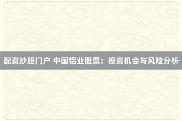 配资炒股门户 中国铝业股票：投资机会与风险分析
