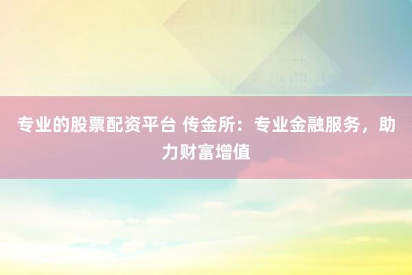 专业的股票配资平台 传金所：专业金融服务，助力财富增值