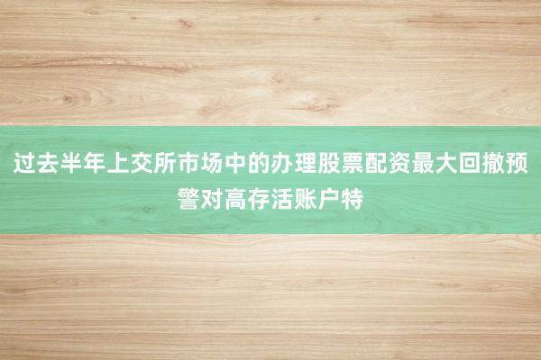 过去半年上交所市场中的办理股票配资最大回撤预警对高存活账户特