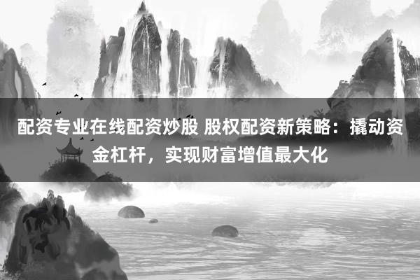 配资专业在线配资炒股 股权配资新策略：撬动资金杠杆，实现财富增值最大化