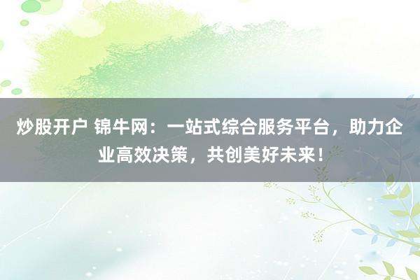 炒股开户 锦牛网：一站式综合服务平台，助力企业高效决策，共创美好未来！